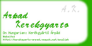 arpad kerekgyarto business card